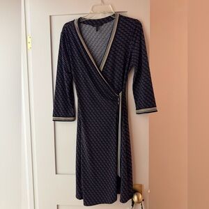 BCBG Wrap Dress with Striped Trim
